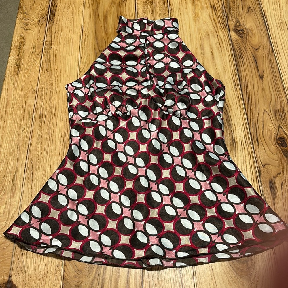 Byline Sleeveless Multicolored Polka Dot shirt